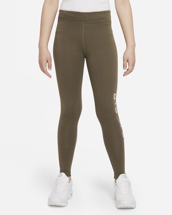Leggins Nike Air Essential Kids Mid-Rise (Extended Size) Niña Verde Oliva | UJIEF-2396