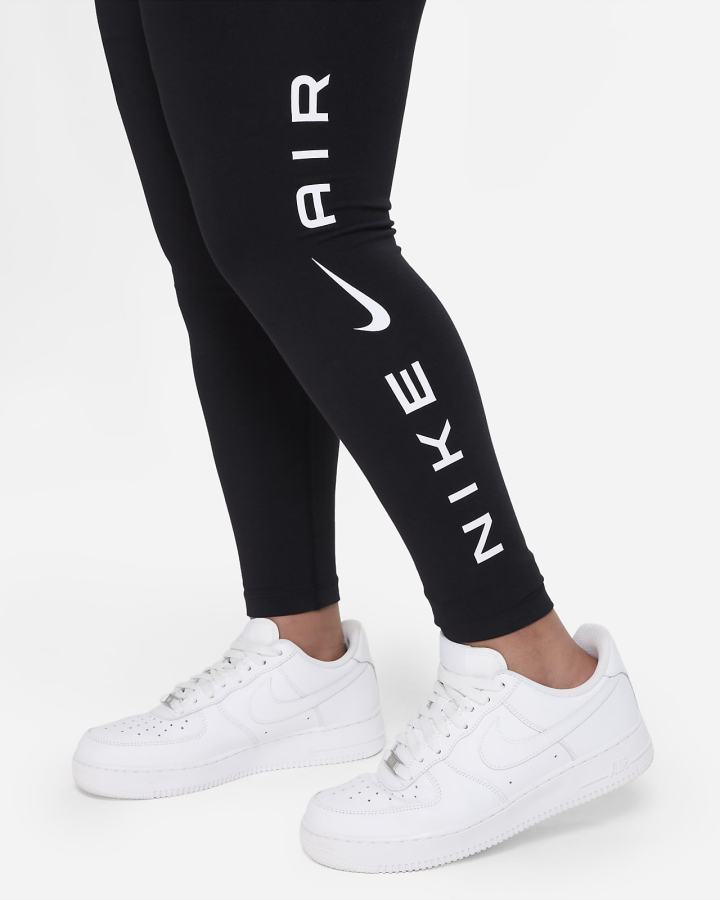 Leggins Nike Air Essential Kids Mid-Rise (Extended Size) Niña Negras | ZIMVJ-2863