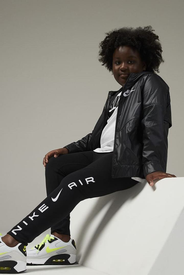 Leggins Nike Air Essential Kids Mid-Rise (Extended Size) Niña Negras | ZIMVJ-2863