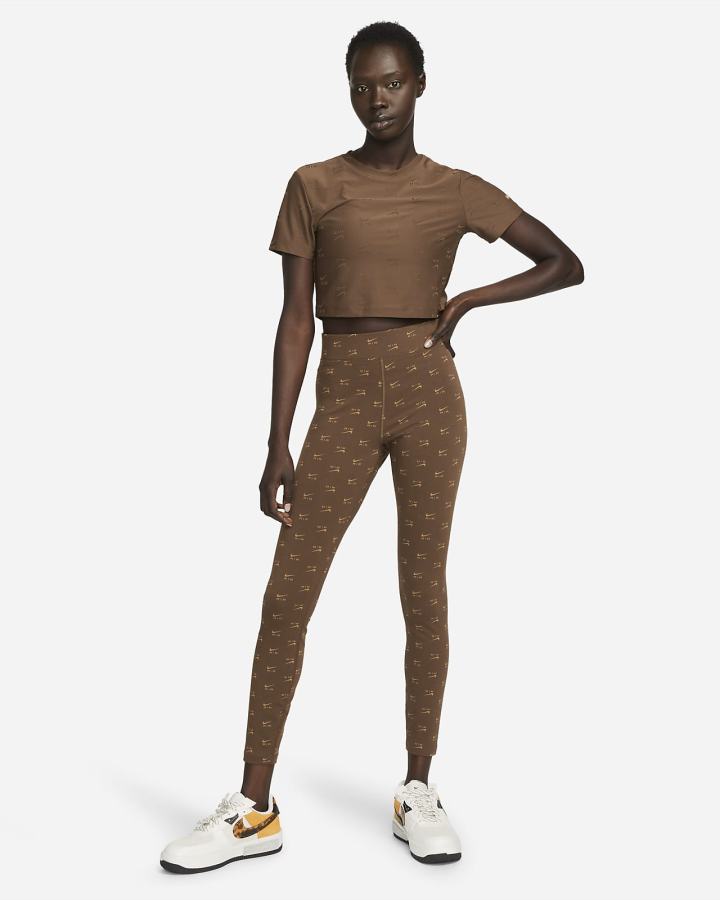 Leggins Nike Air High-Waisted Printed Mujer Marrones | ERMAK-3584