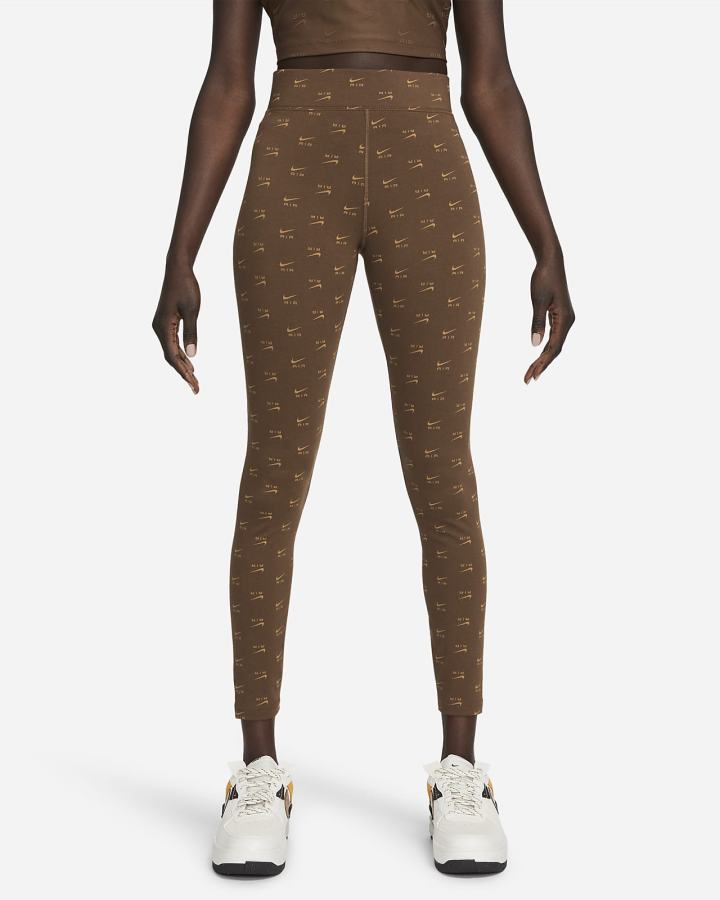 Leggins Nike Air High-Waisted Printed Mujer Marrones | ERMAK-3584