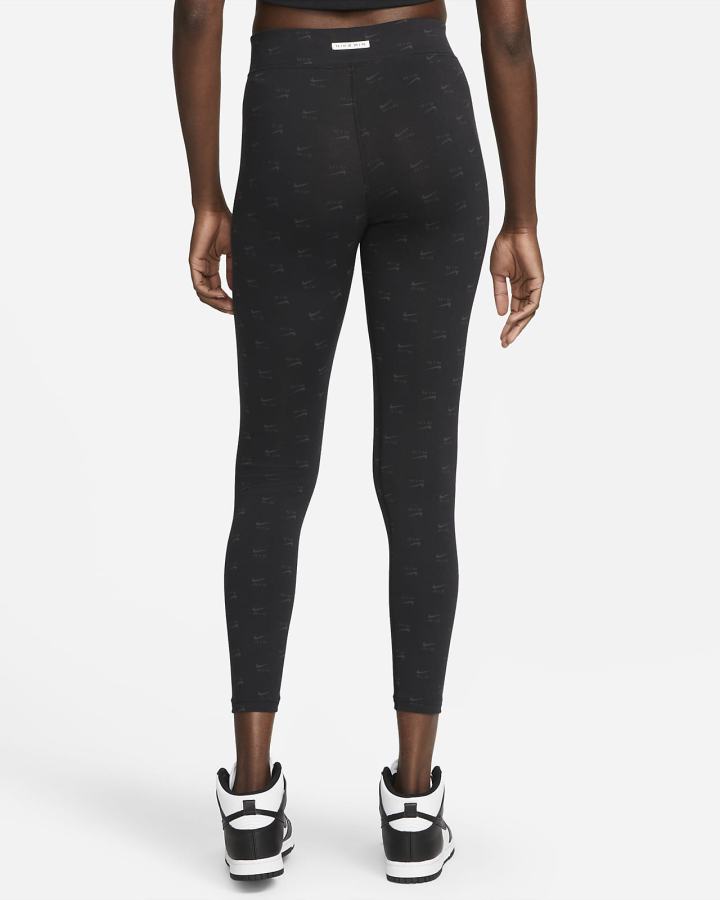 Leggins Nike Air High-Waisted Printed Mujer Negras Blancas | GZSER-9658