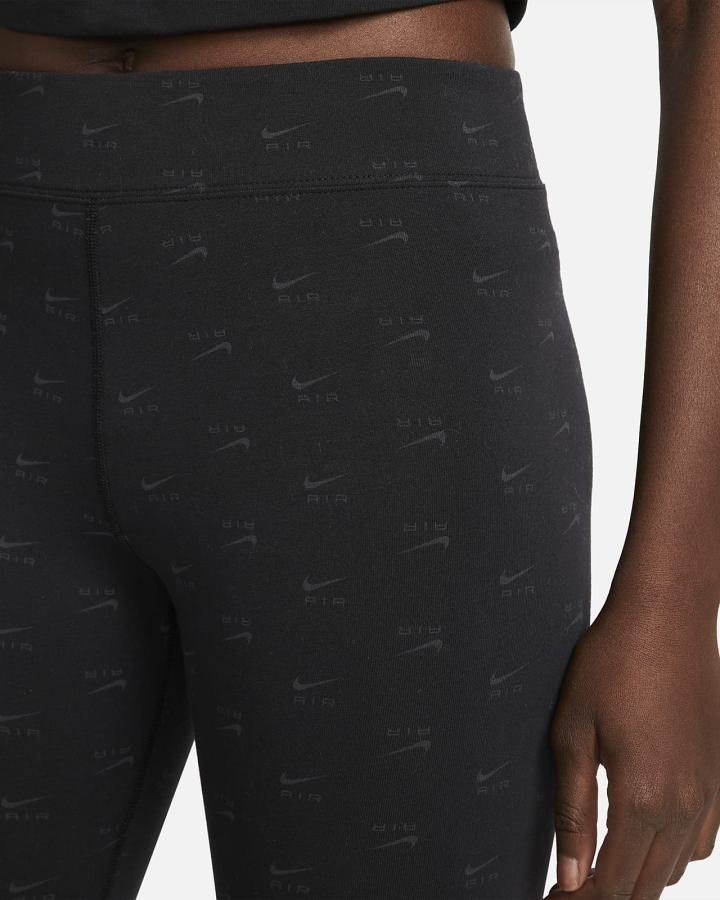 Leggins Nike Air High-Waisted Printed Mujer Negras Blancas | GZSER-9658