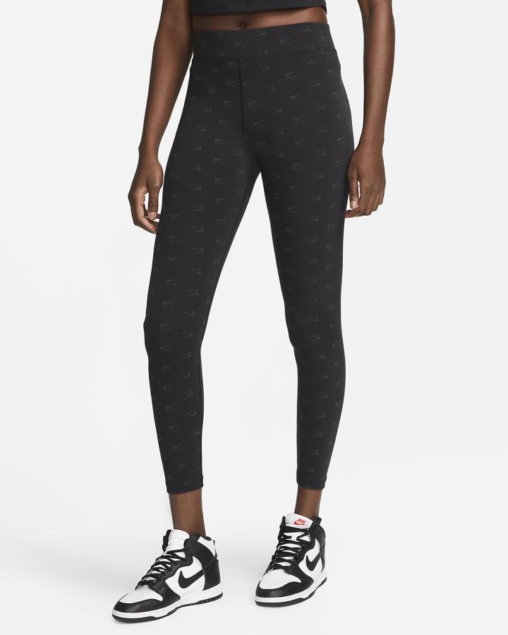Leggins Nike Air High-Waisted Printed Mujer Negras Blancas | GZSER-9658