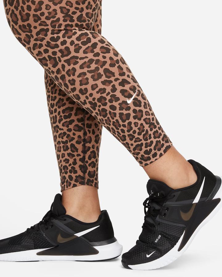 Leggins Nike Dri-FIT One High-Waisted Printed Mujer Marrones Blancas | QGCVE-3194