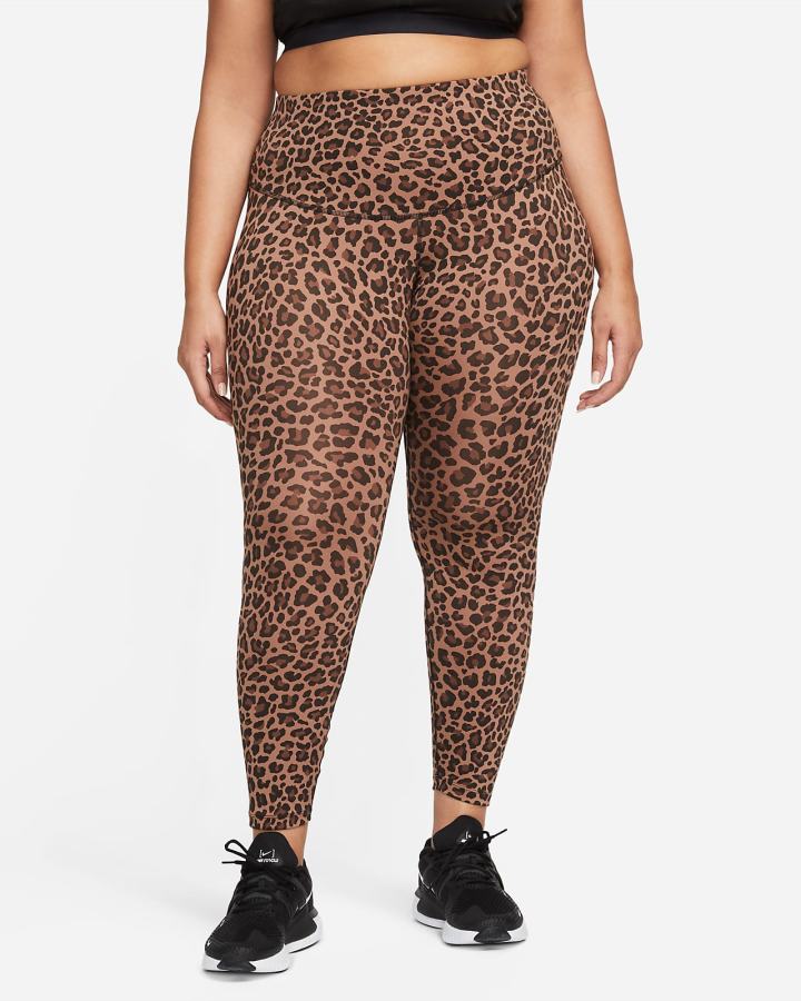 Leggins Nike Dri-FIT One High-Waisted Printed Mujer Marrones Blancas | QGCVE-3194