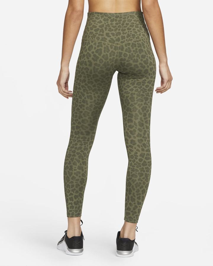 Leggins Nike Dri-FIT One High-Waisted Printed Mujer Verde Oliva Blancas | RBZXN-1309