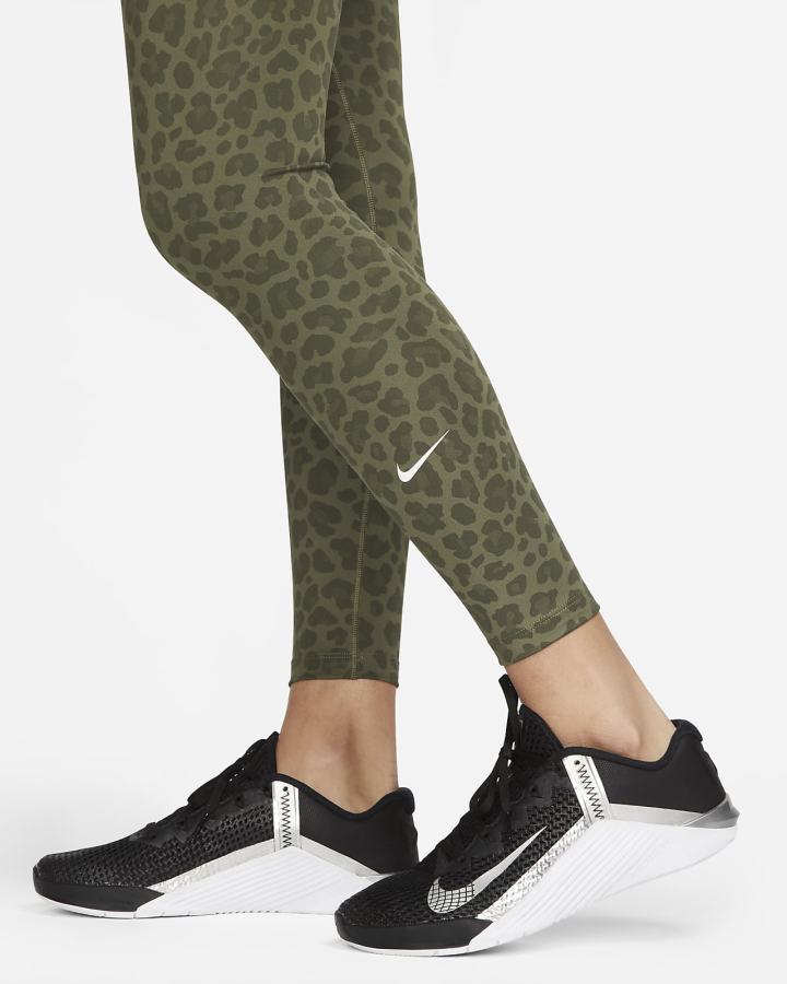 Leggins Nike Dri-FIT One High-Waisted Printed Mujer Verde Oliva Blancas | RBZXN-1309