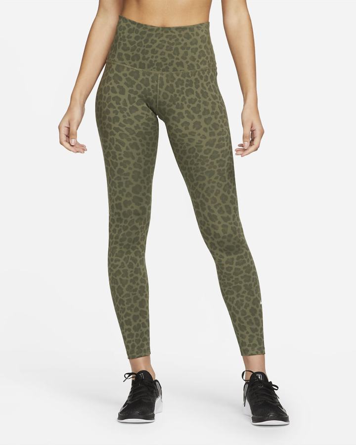 Leggins Nike Dri-FIT One High-Waisted Printed Mujer Verde Oliva Blancas | RBZXN-1309