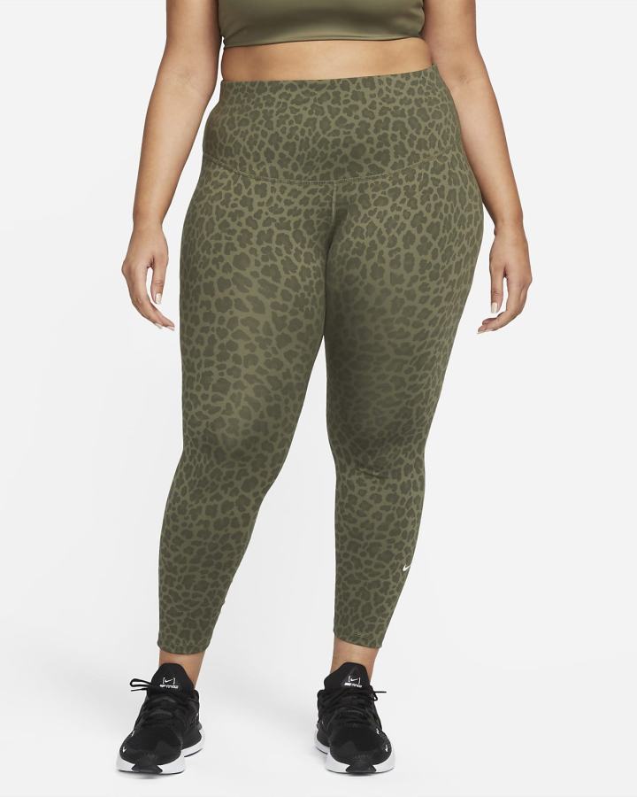 Leggins Nike Dri-FIT One High-Waisted Printed Mujer Verde Oliva Blancas | YGWAI-7539