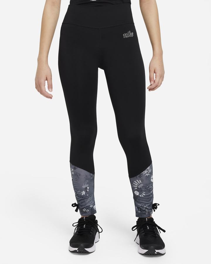 Leggins Nike Dri-FIT One Icon Clash Kids Niña Negras Blancas | QUPVM-3174