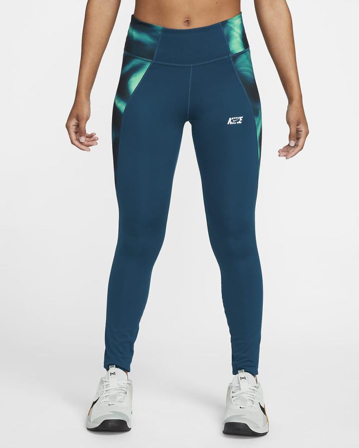Leggins Nike Dri-FIT One Icon Clash Mid-Rise Mujer Azules Blancas | VIMSJ-5493