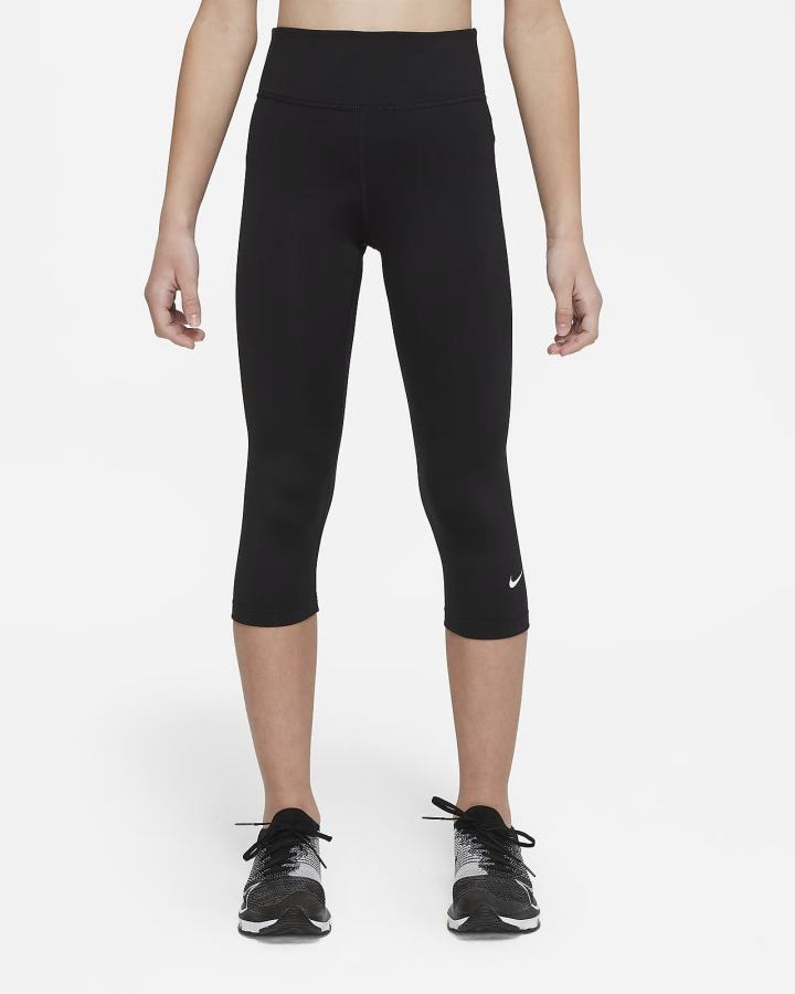 Leggins Nike Dri-FIT One Kids Capri Niña Negras Blancas | QLIFM-7946