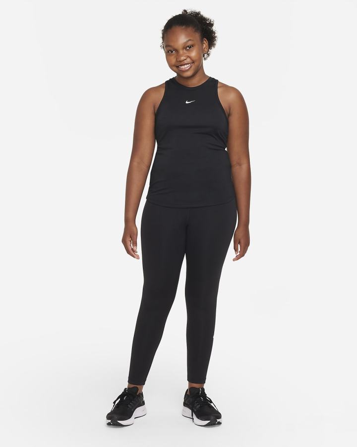 Leggins Nike Dri-FIT One Kids (Extended Size) Niña Negras Blancas | EVDUJ-4728