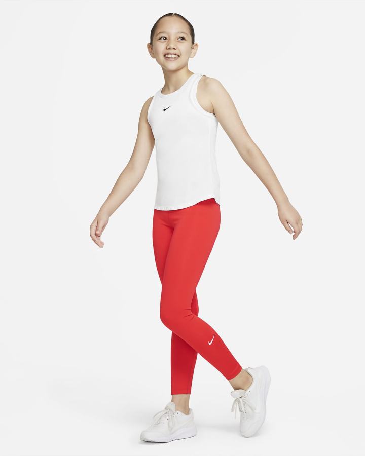 Leggins Nike Dri-FIT One Kids (Extended Size) Niña Rojas Claro Blancas | KXQFN-1267