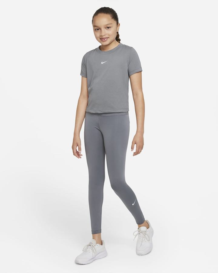 Leggins Nike Dri-FIT One Kids (Extended Size) Niña Gris Blancas | TIPRW-6157