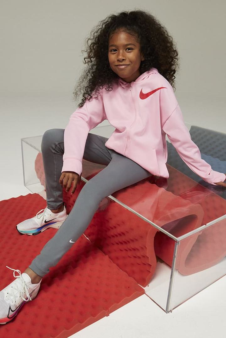Leggins Nike Dri-FIT One Kids (Extended Size) Niña Gris Blancas | TIPRW-6157