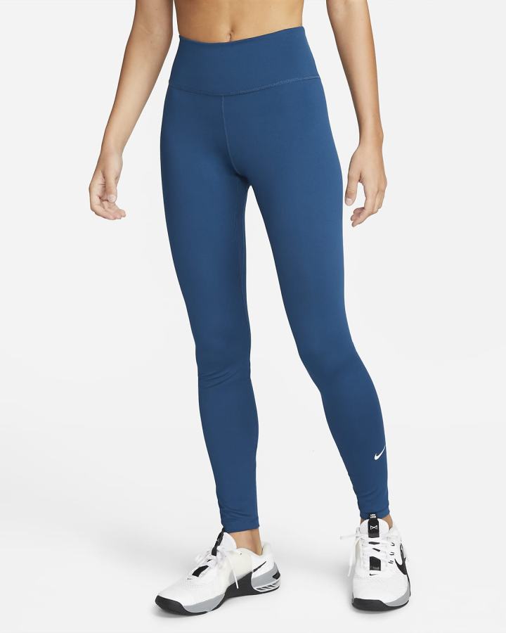 Leggins Nike Dri-FIT One Mid-Rise Mujer Azules Blancas | GTIVU-2435