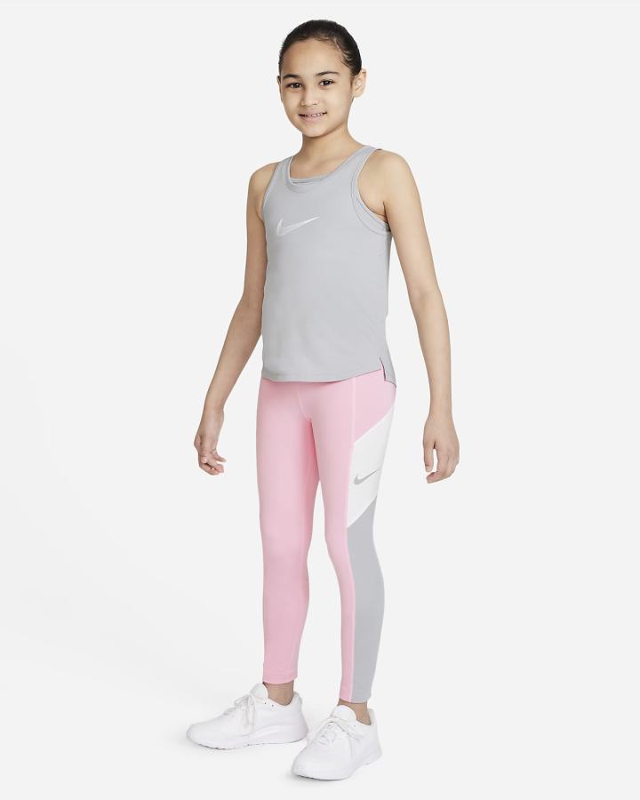 Leggins Nike Dri-FIT Trophy Kids Training Niña Rosas Gris Claro Blancas | ZIGDE-3584