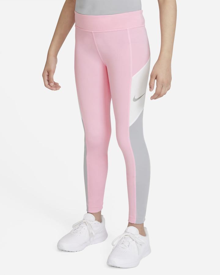 Leggins Nike Dri-FIT Trophy Kids Training Niña Rosas Gris Claro Blancas | ZIGDE-3584