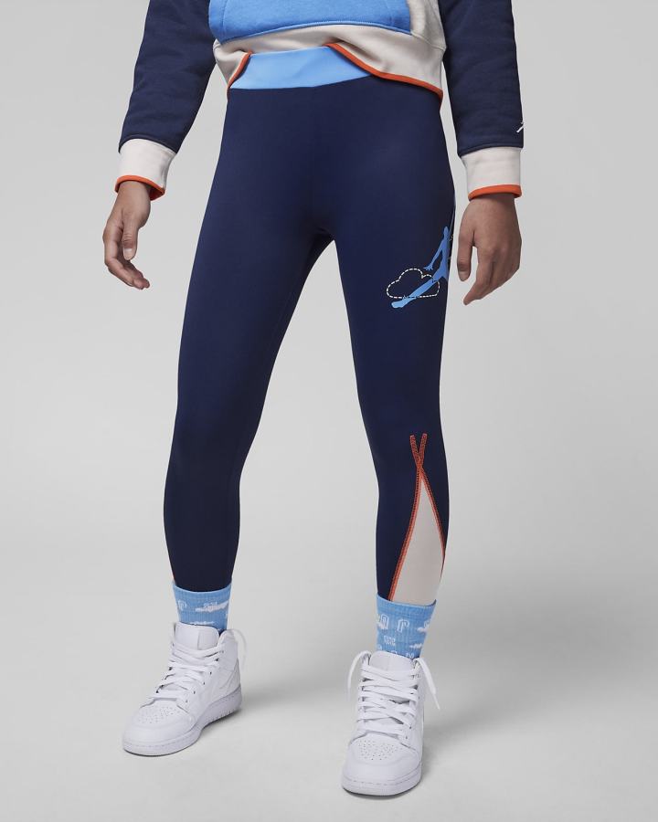 Leggins Nike Jordan Kids Colorblocked High Rise Niña Azul Marino | FVWDL-7680