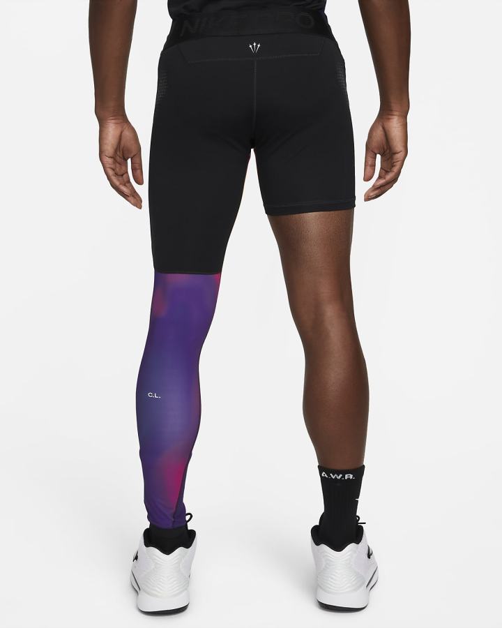 Leggins Nike NOCTA Single-Leg Printed Basketball (Left) Hombre Negras Blancas | ONWBM-3876