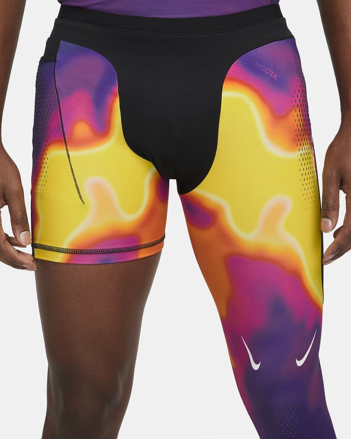 Leggins Nike NOCTA Single-Leg Printed Basketball (Left) Hombre Negras Blancas | ONWBM-3876