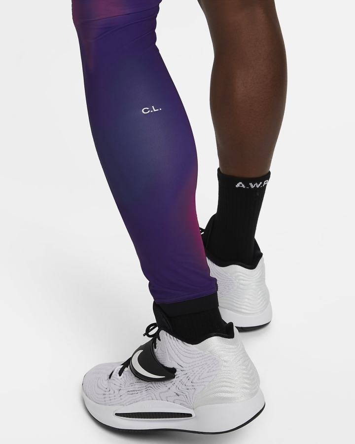 Leggins Nike NOCTA Single-Leg Printed Basketball (Left) Hombre Negras Blancas | ONWBM-3876