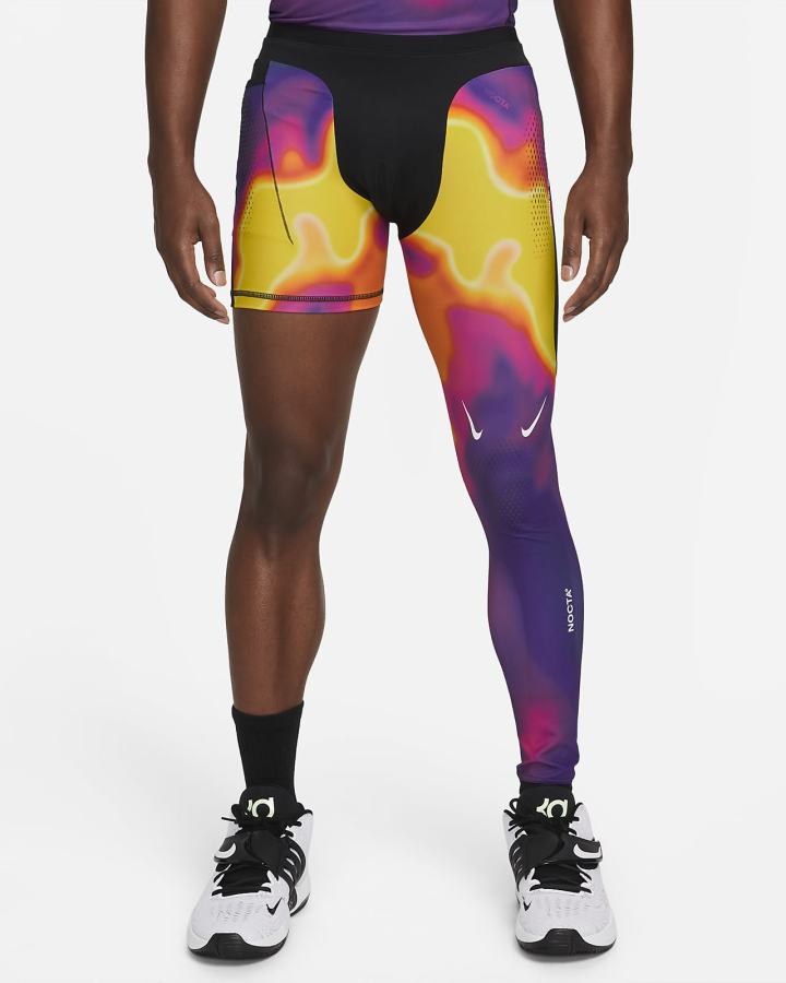 Leggins Nike NOCTA Single-Leg Printed Basketball (Left) Hombre Negras Blancas | ONWBM-3876