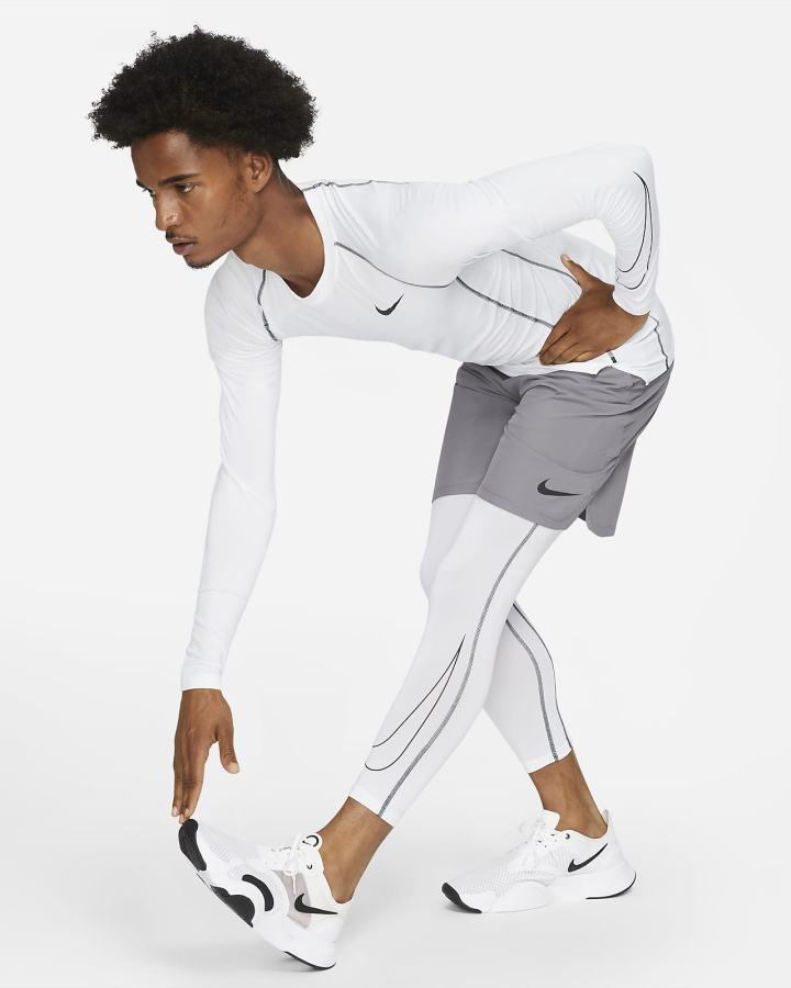 Leggins Nike Pro Dri-FIT 3/4 Hombre Blancas Negras | CDUPG-1498