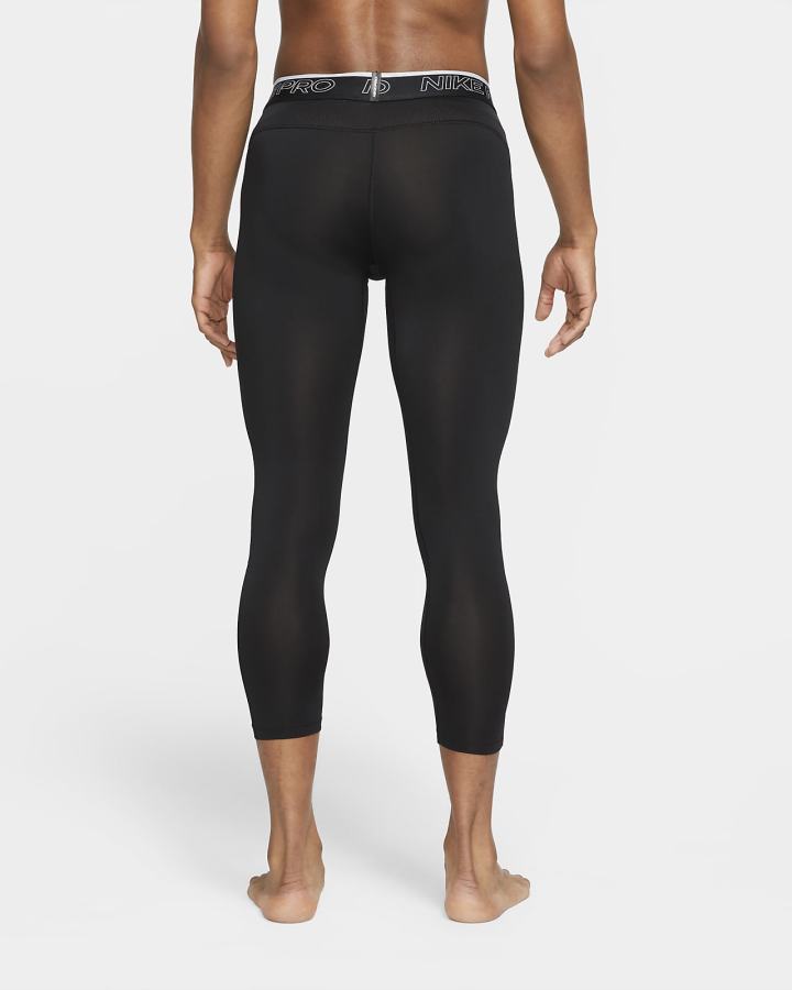 Leggins Nike Pro Dri-FIT 3/4 Hombre Negras Blancas | GNHBT-2074
