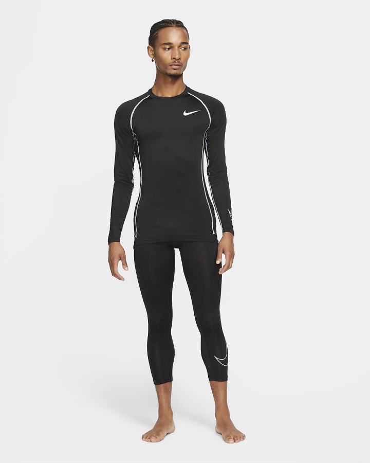 Leggins Nike Pro Dri-FIT 3/4 Hombre Negras Blancas | GNHBT-2074