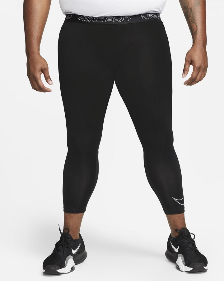 Leggins Nike Pro Dri-FIT 3/4 Hombre Negras Blancas | GNHBT-2074