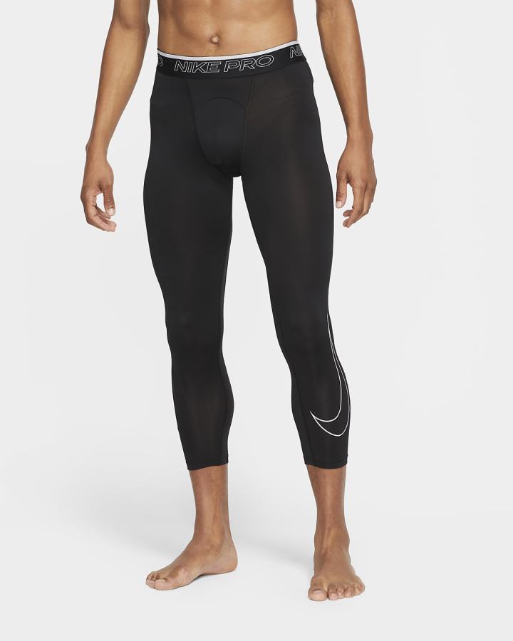 Leggins Nike Pro Dri-FIT 3/4 Hombre Negras Blancas | GNHBT-2074