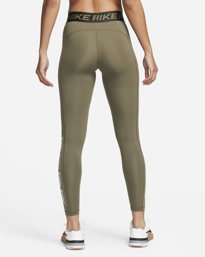 Leggins Nike Pro Dri-FIT Estampadas Mid-Rise Mujer Verde Oliva Blancas | AVIZH-5618