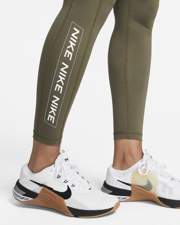 Leggins Nike Pro Dri-FIT Estampadas Mid-Rise Mujer Verde Oliva Blancas | AVIZH-5618