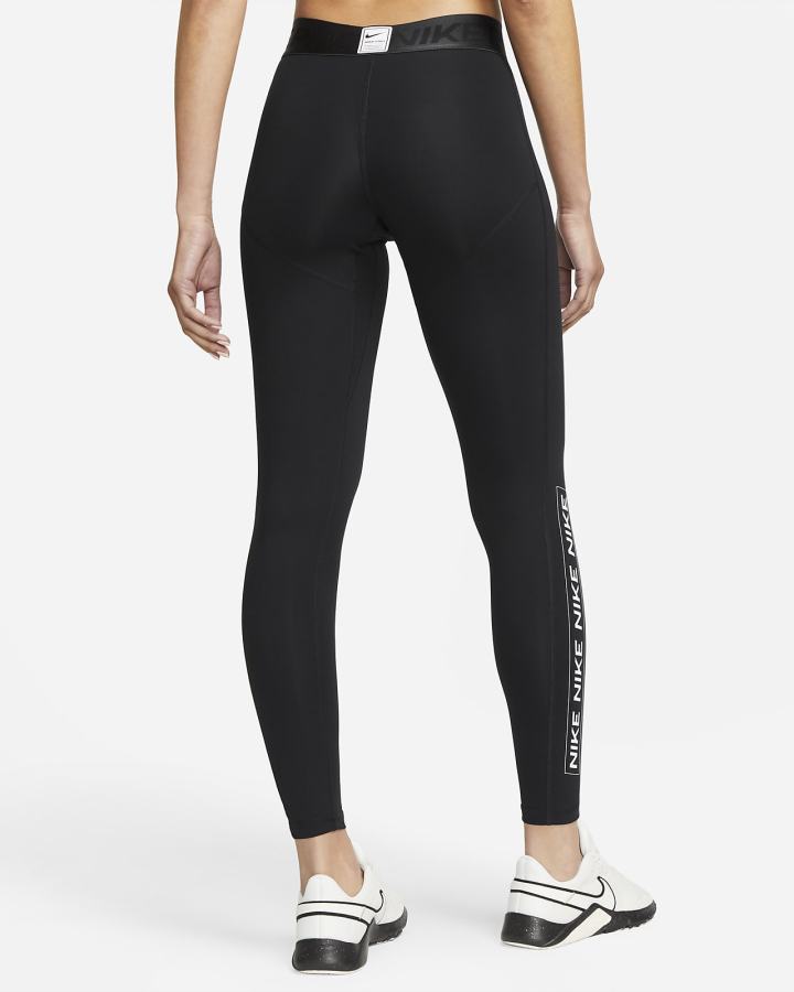 Leggins Nike Pro Dri-FIT Estampadas Mid-Rise Mujer Negras Gris Oscuro Blancas | LSANY-5089