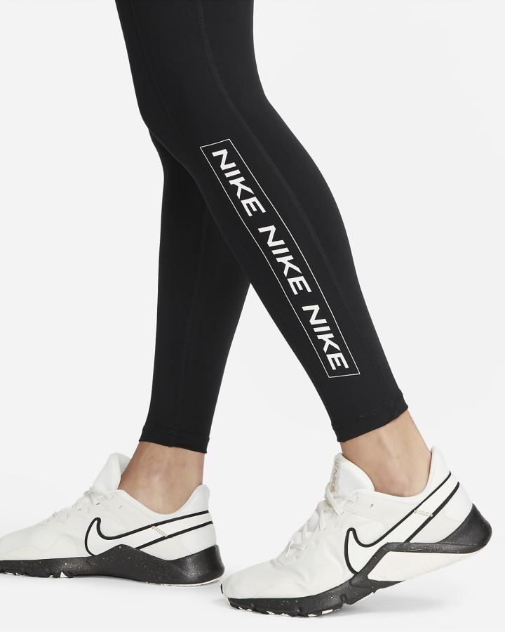 Leggins Nike Pro Dri-FIT Estampadas Mid-Rise Mujer Negras Gris Oscuro Blancas | LSANY-5089