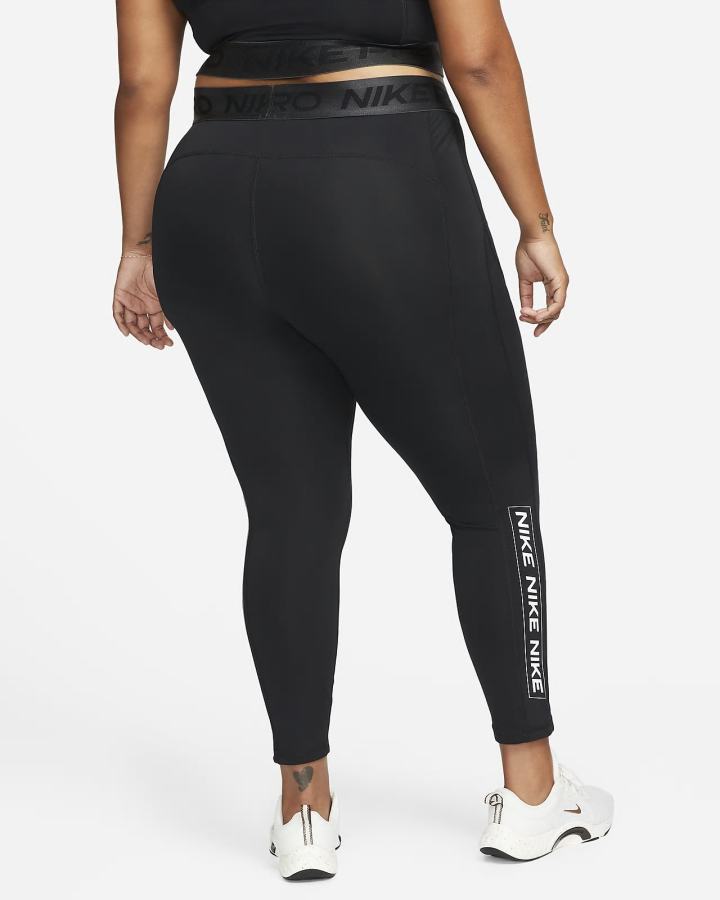 Leggins Nike Pro Dri-FIT Estampadas Mid-Rise Mujer Negras Gris Oscuro Blancas | MFAHL-9154