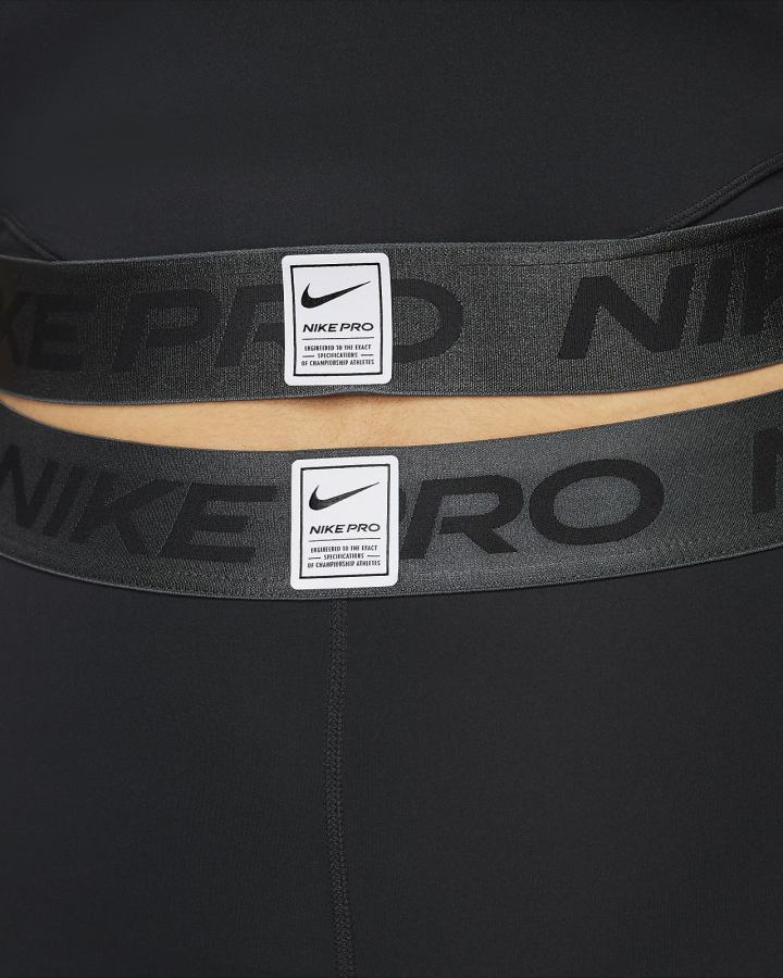 Leggins Nike Pro Dri-FIT Estampadas Mid-Rise Mujer Negras Gris Oscuro Blancas | MFAHL-9154