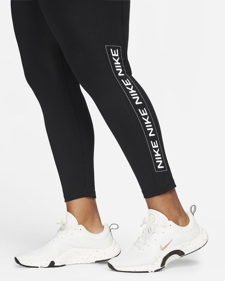 Leggins Nike Pro Dri-FIT Estampadas Mid-Rise Mujer Negras Gris Oscuro Blancas | MFAHL-9154