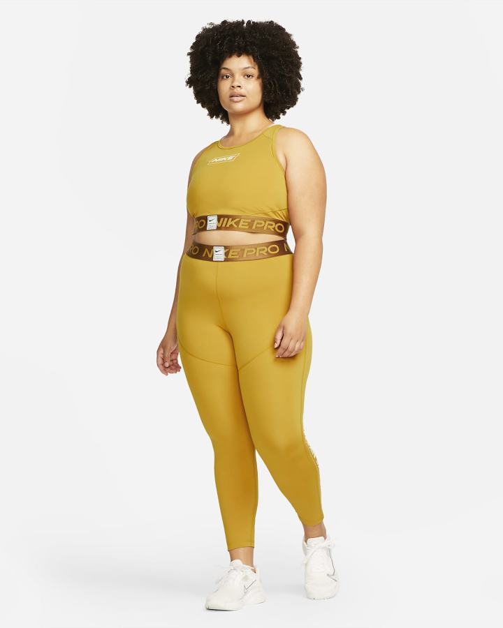Leggins Nike Pro Dri-FIT Estampadas Mid-Rise Mujer Doradas Marrones Verde | ZOYDE-2178
