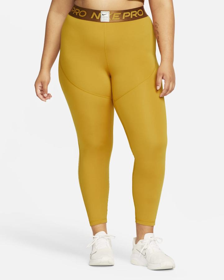 Leggins Nike Pro Dri-FIT Estampadas Mid-Rise Mujer Doradas Marrones Verde | ZOYDE-2178
