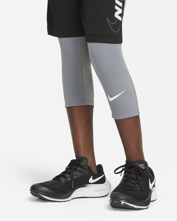 Leggins Nike Pro Dri-FIT Kids 3/4-Length Niño Gris Oscuro Blancas | BIVHE-0749
