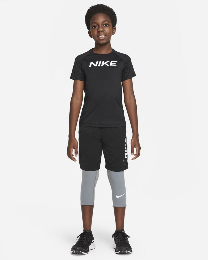 Leggins Nike Pro Dri-FIT Kids 3/4-Length Niño Gris Oscuro Blancas | BIVHE-0749