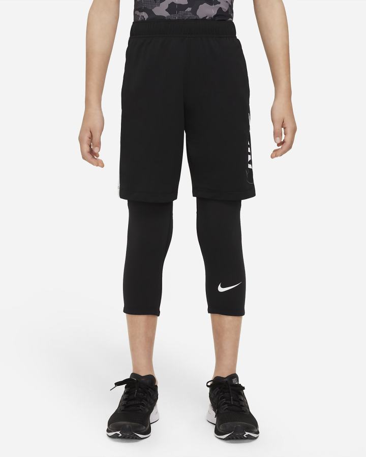Leggins Nike Pro Dri-FIT Kids 3/4-Length Niño Negras Blancas | XIAMH-5368