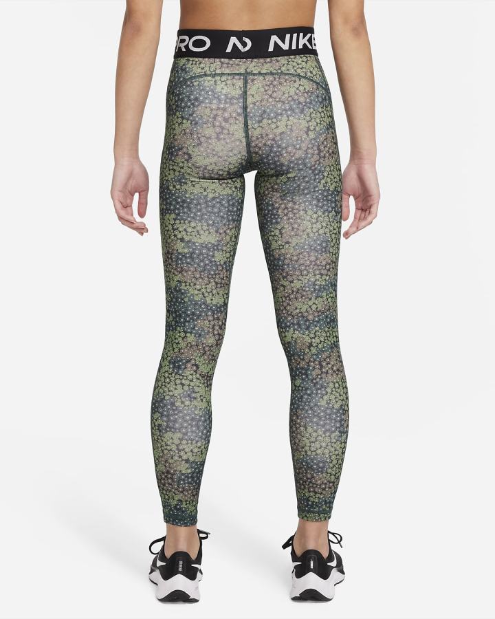 Leggins Nike Pro Dri-FIT Kids Niña Verde Blancas | XLOHJ-6501
