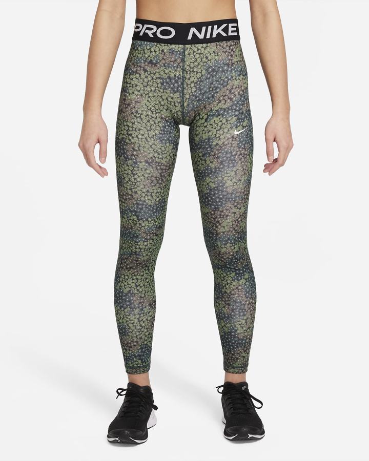 Leggins Nike Pro Dri-FIT Kids Niña Verde Blancas | XLOHJ-6501