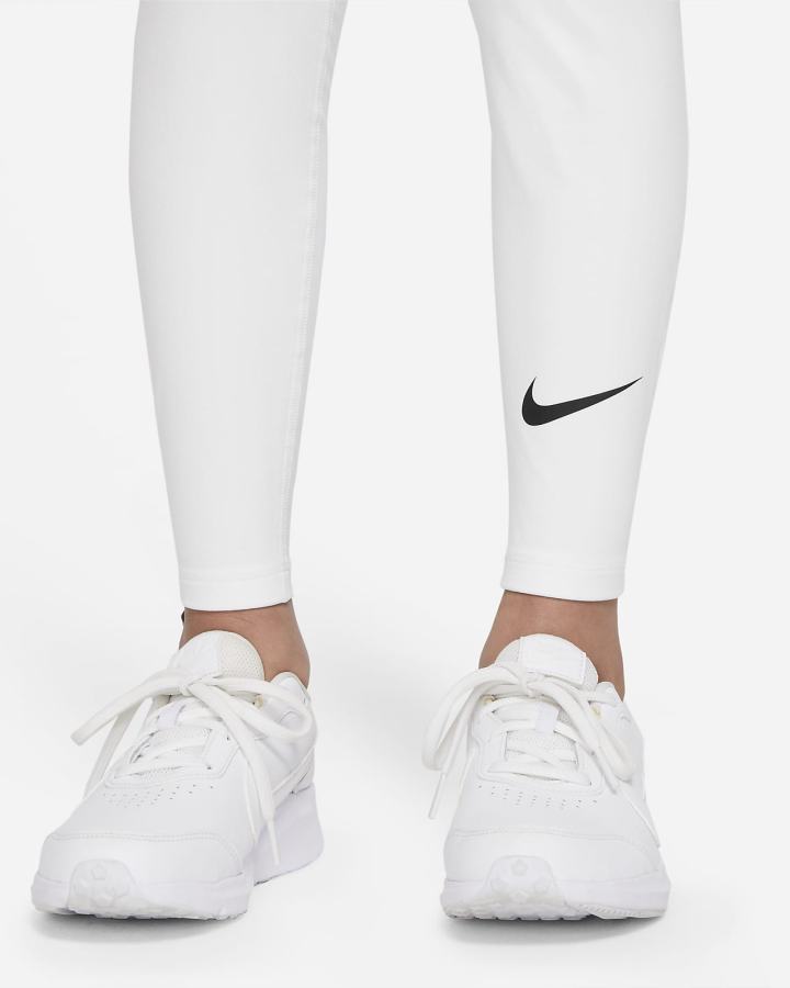 Leggins Nike Pro Dri-FIT Kids Niño Blancas Negras | TDFHO-6718