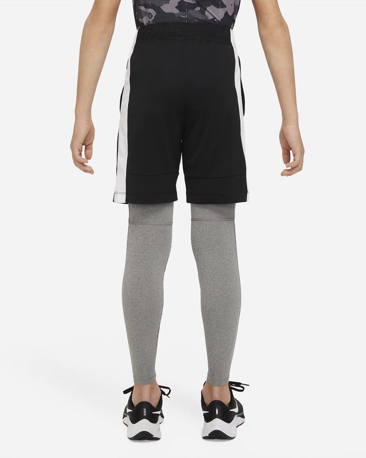 Leggins Nike Pro Dri-FIT Kids Niño Gris Oscuro Blancas | LSVFA-5602